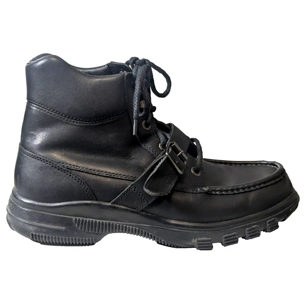 VTG 90s Polo Sport Ralph Lauren MB3501 Black Leather Hiking Boots Men's 13D